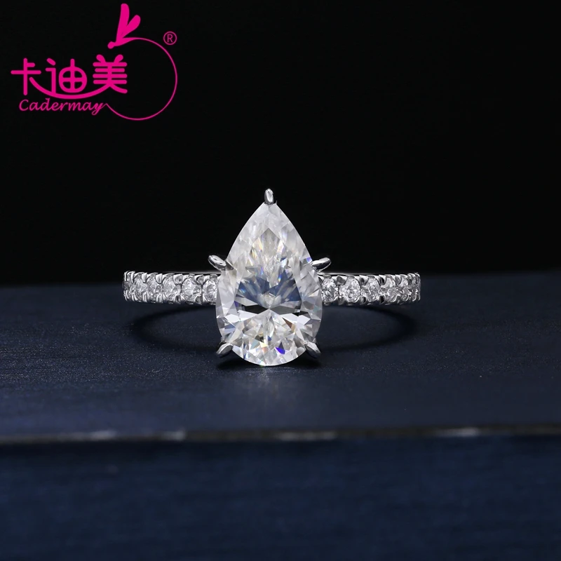 CADERMAY 3ct Pear Moissanite Diamond Silver925 Ring Wholesale Price Trendy Claws Setting Engagement Wedding Band |