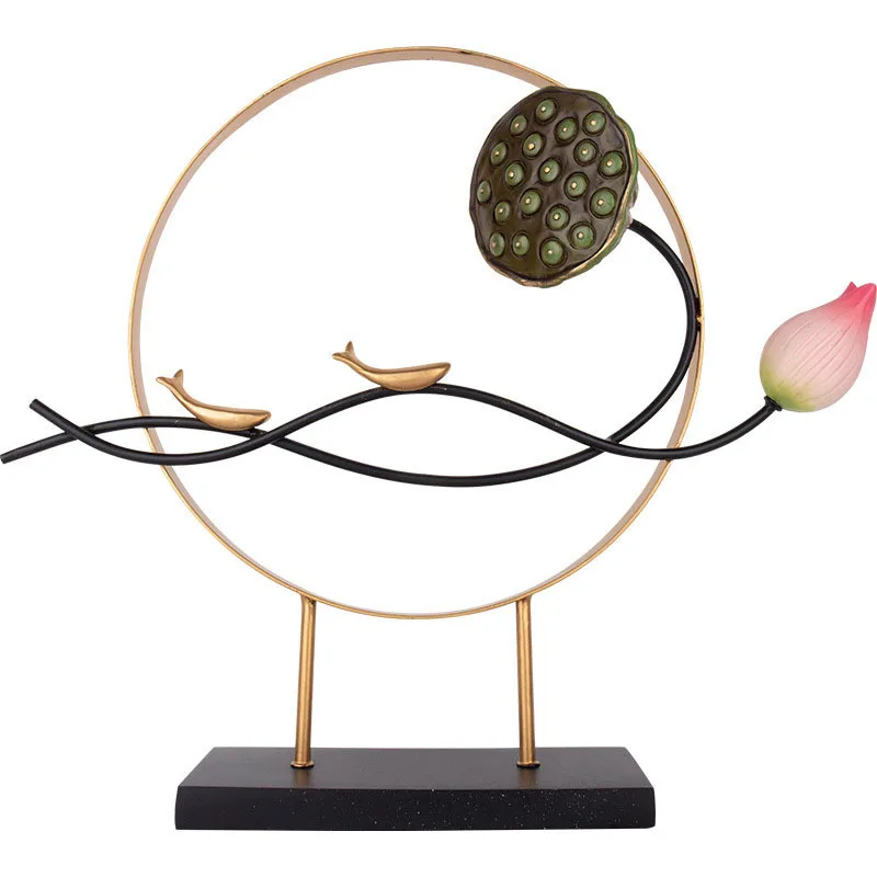 

Chinese Zen Lotus Ornaments Resin Statue Desk Decor Classical Lotus Study Furnishings Vintage Home Decoration Crafts Sculpture