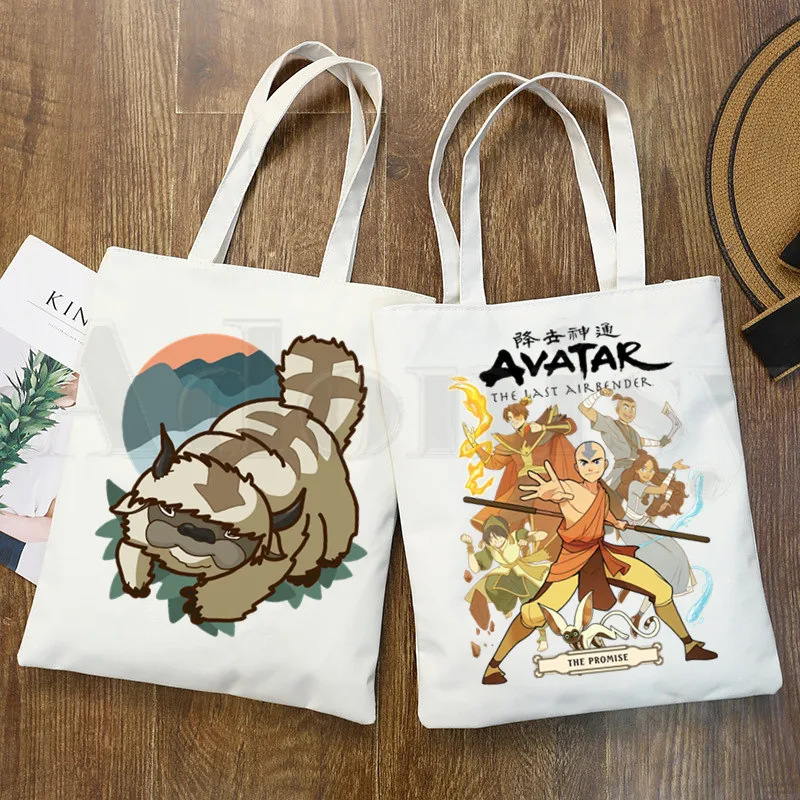 

Avatar The Last Airbender Aang Appa Anime Badass Handbags Shoulder Bags Casual Shopping Girls Handbag Women Elegant Canvas Bag