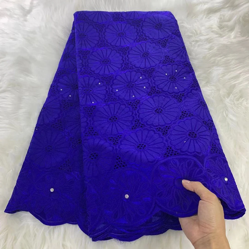 

Королевский синий французский сетчатый вышивка камень 100% хлопок африканская кружевная ткань Высокое качество Дубай сухая швейцарская вуа...