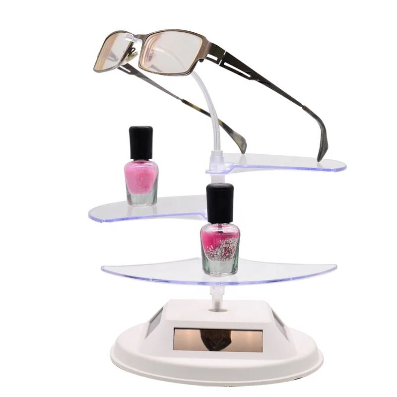 Soporte de exhibición de gafas de sol y gafas de bloqueo giratorio de acrílico blanco de 360 grados