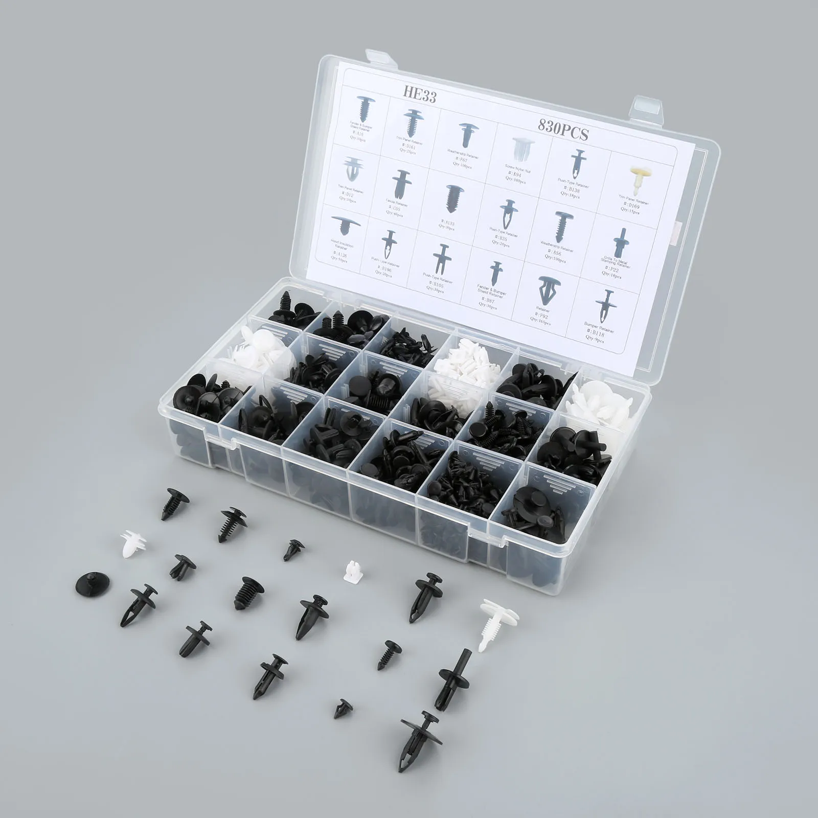 830 шт. смешанный Автомобильный Крепеж Универсальный зажим для упаковки в коробке