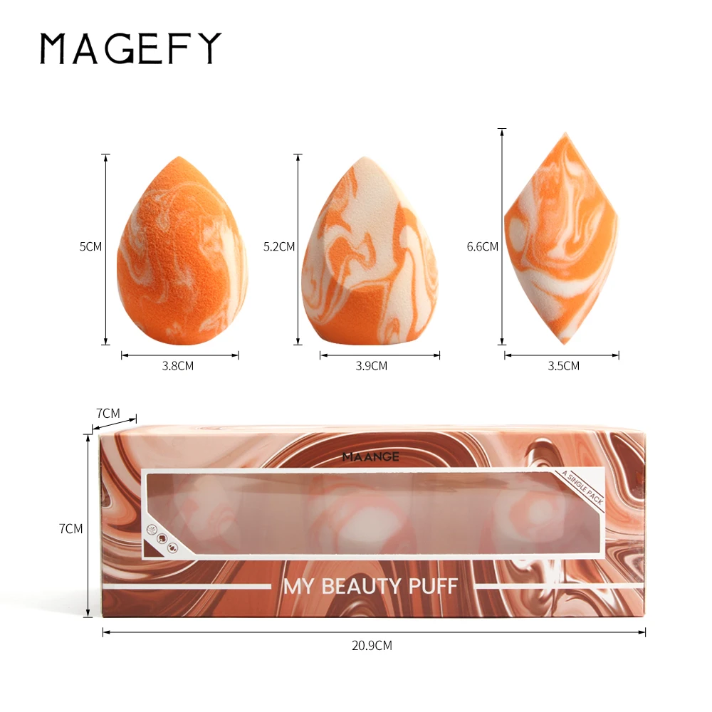 

MAGEFY 3Pcs Wholesale Makeup Foundation Sponge Smooth Waterdrop Gourd Bevel Powder Concealer Cosmetic Puff Beauty Tool Dry Wet