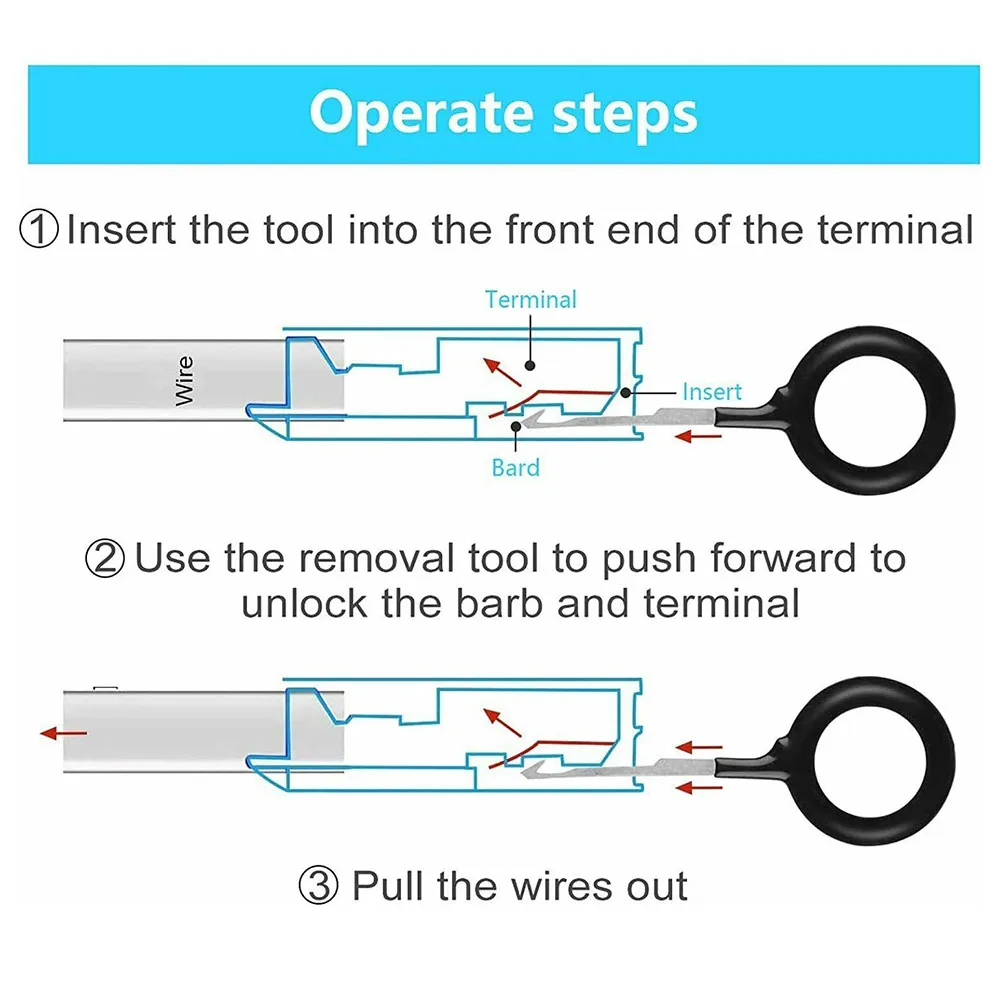 

91pcs Set Removal Tools Wire Terminal Connector Pin Crimp Electrical Wiring Kit Motorcycles New