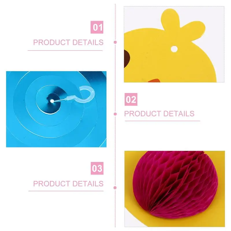 

16pcs Spiral Hanging Swirls Easter Party Decors Rabbit Eggs Design Pendents