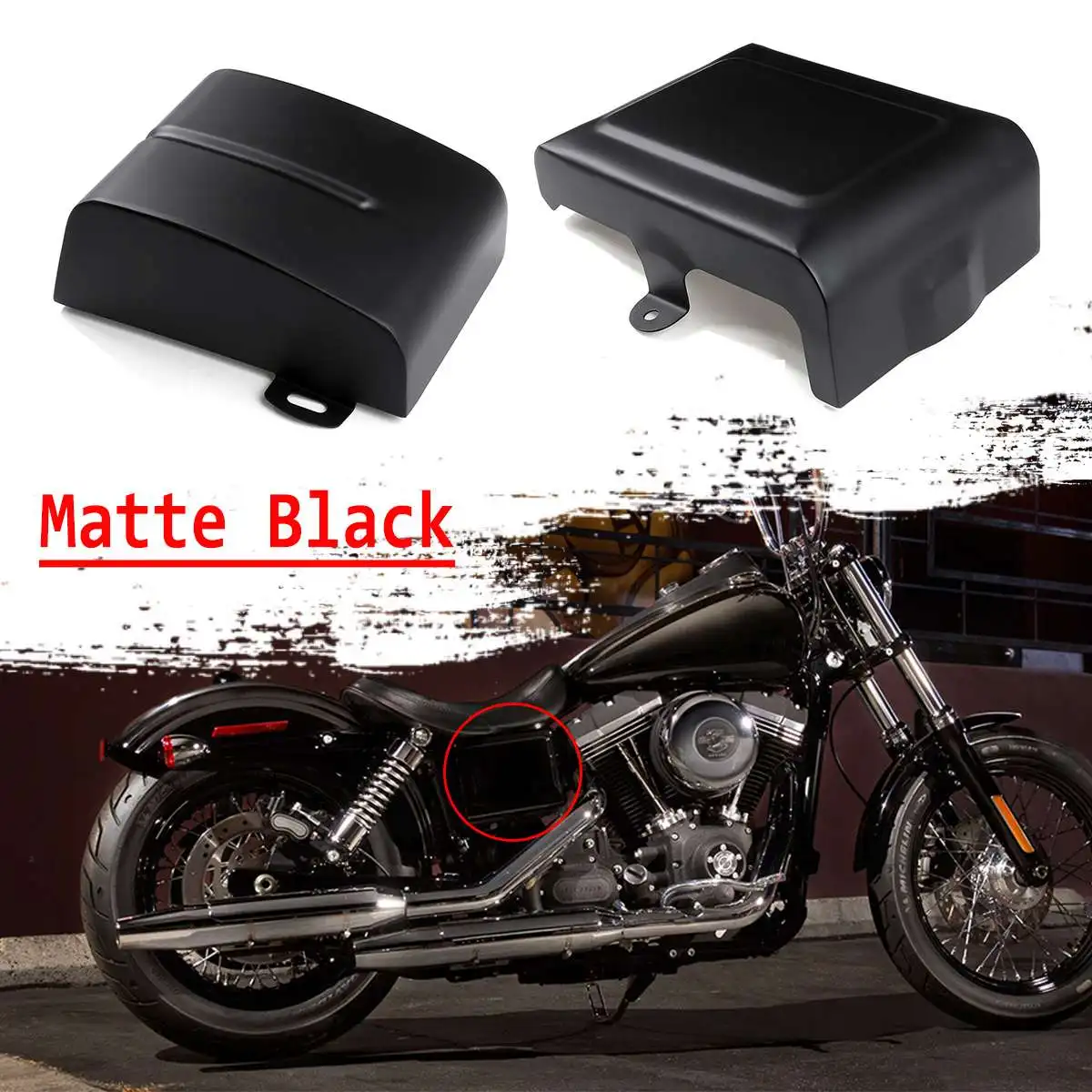 1 пара матовый черный чехол для аккумулятора Harley Dyna Fat Street Bob 2006-2017 | Автомобили и