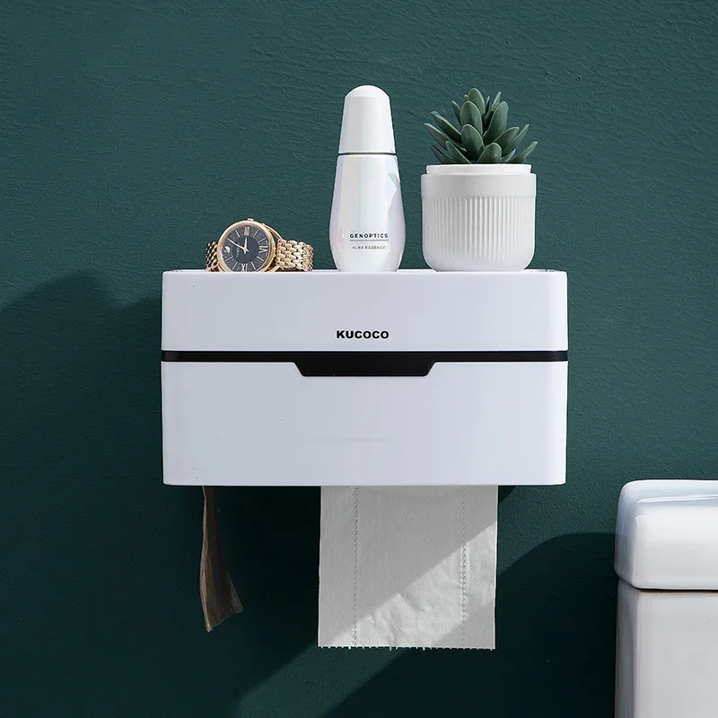 

Creative Punch Free Toilet Paper Holder Waterproof Tissue Box Portable Bathroom Storage Box For Home Bathroom Accessories