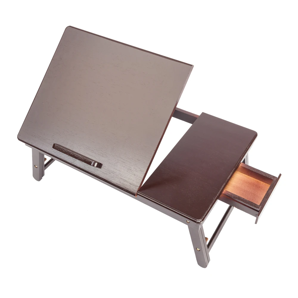 

Retro Plain Design Adjustable Bamboo Lap Desk Tray Dark Coffee