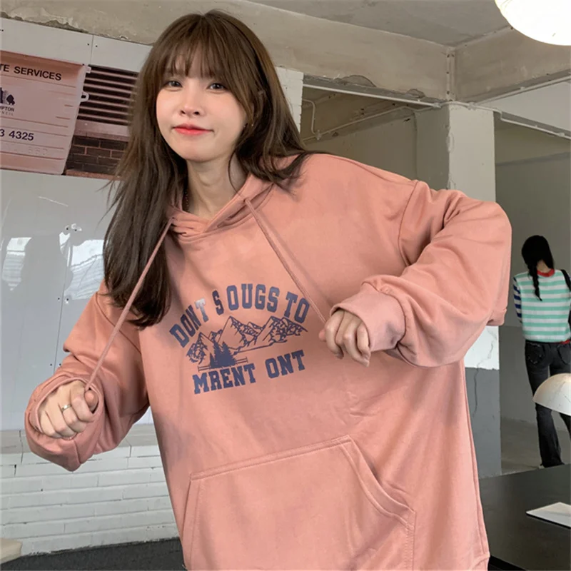

Real Shot Hooded Sweater for Women Spring and Autumn New Korean Style Thin