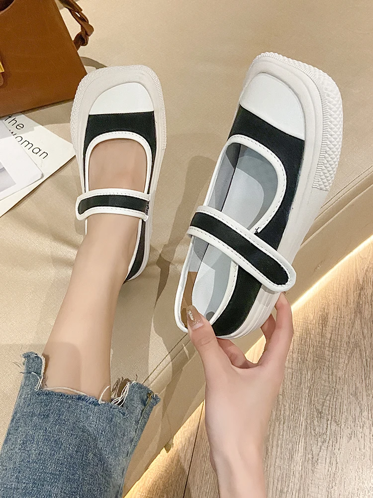 

Женские повседневные туфли в стиле ретро, на плоской мягкой подошве, на липучке, удобные универсальные, для весны и осени