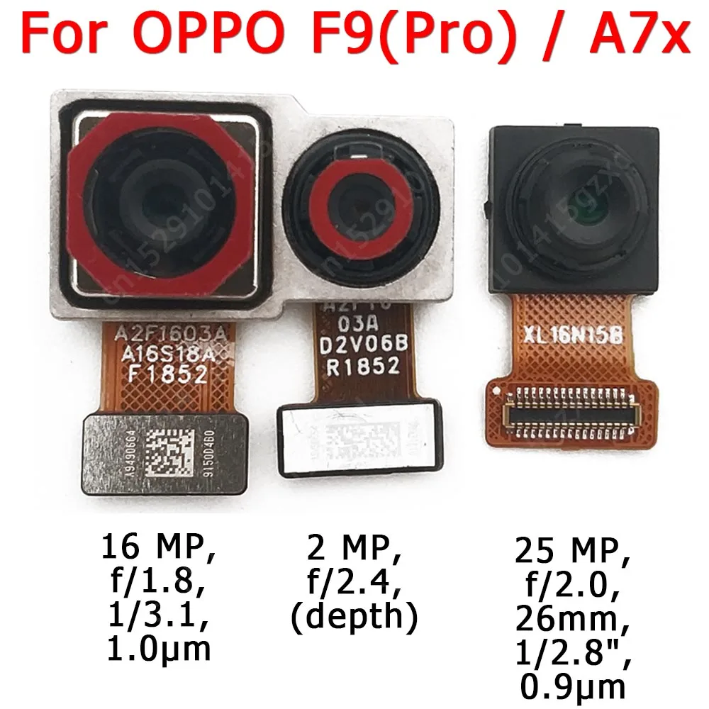 

Original Front Rear Back Camera For OPPO F9 Pro A7x Main Backside Frontal Facing Camera Module Replacement Repair Spare Parts