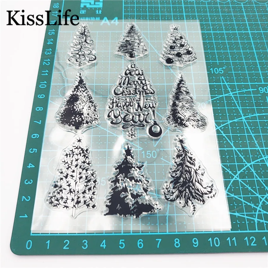 9 шт./упак. Рождественская елка снег цветок прозрачные резиновые штампы для