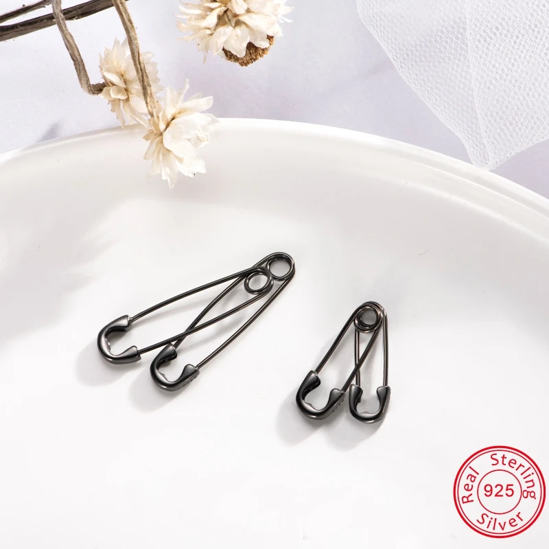 Серьги-гвоздики ZS в стиле панк длинные серебряные сережки с булавкой из