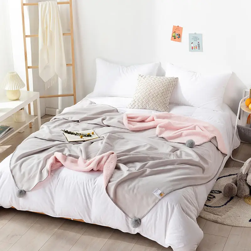 Двухстороннее плюшевое одеяло с подбором цветов Модное теплое для сна плюшевым