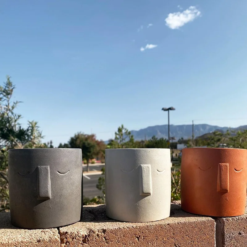 

Silicone Planter Molds Concrete Flower Pot Molds Face Pot Molds Durable Silicone Rubber Molds for Clay Pot Castion Molds