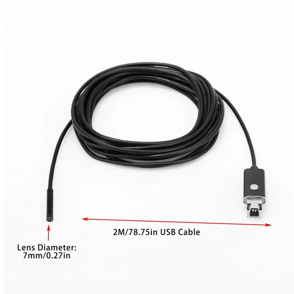 

LESHP 2M 7mm Objective USB Inspection Camera Waterproof 6 LEDs Mini USB Endoscope Endoscope Tube For Android PC TOP 2 and 1
