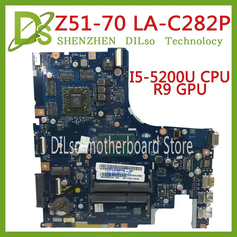 KEFU LA C282P материнская плата для Lenovo Notebook Z51 70 AIWZ0/Z1 ноутбука I5 5200U R9 2GB тест 100%