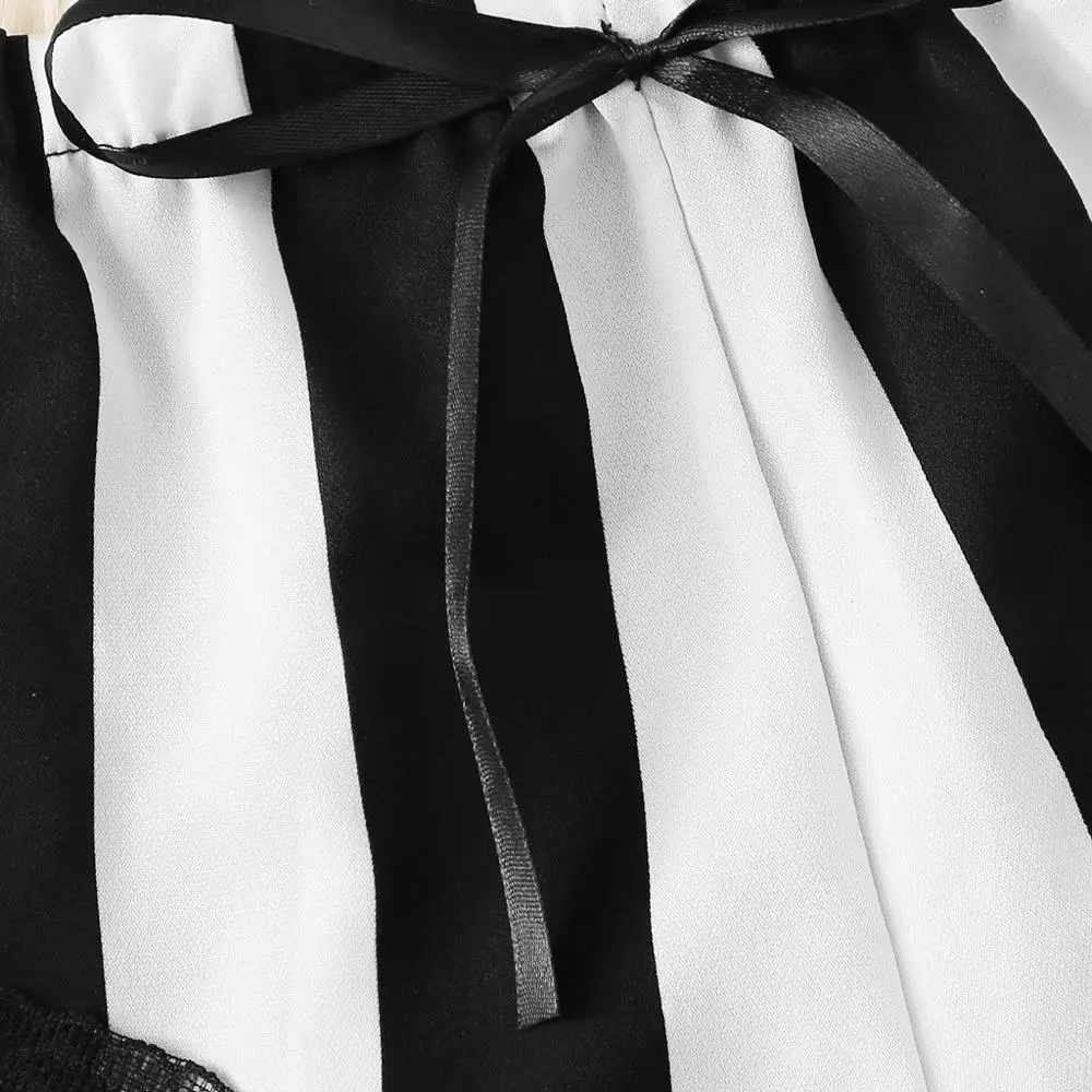 Женское ночное белье размера плюс женский сексуальный полосатый кружевной