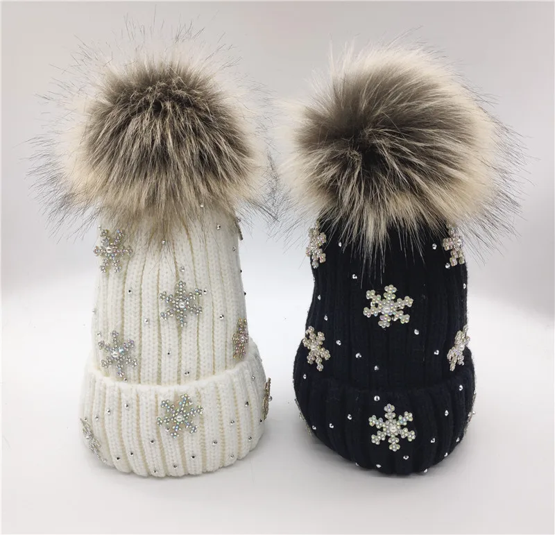 Женские рождественские вязаные шапки теплые плотные плюшевые шапочки со