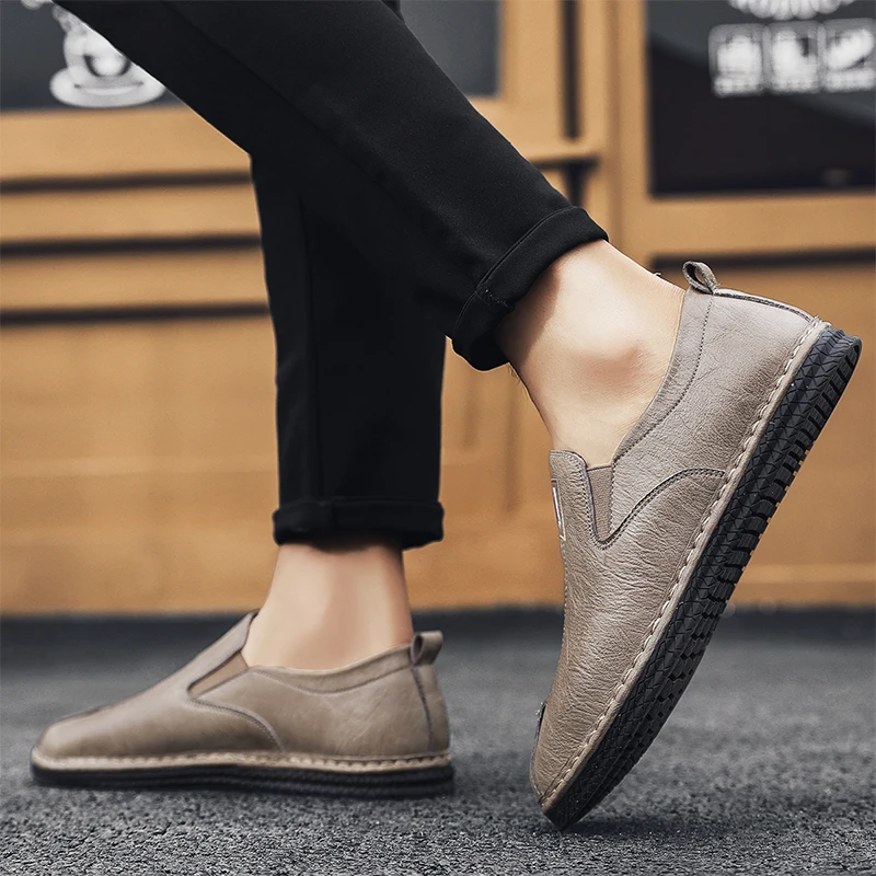 

Leather Men Casual Shoes Luxury Brand Mens Loafers Moccasins Breathable Slip on Black Driving Shoes