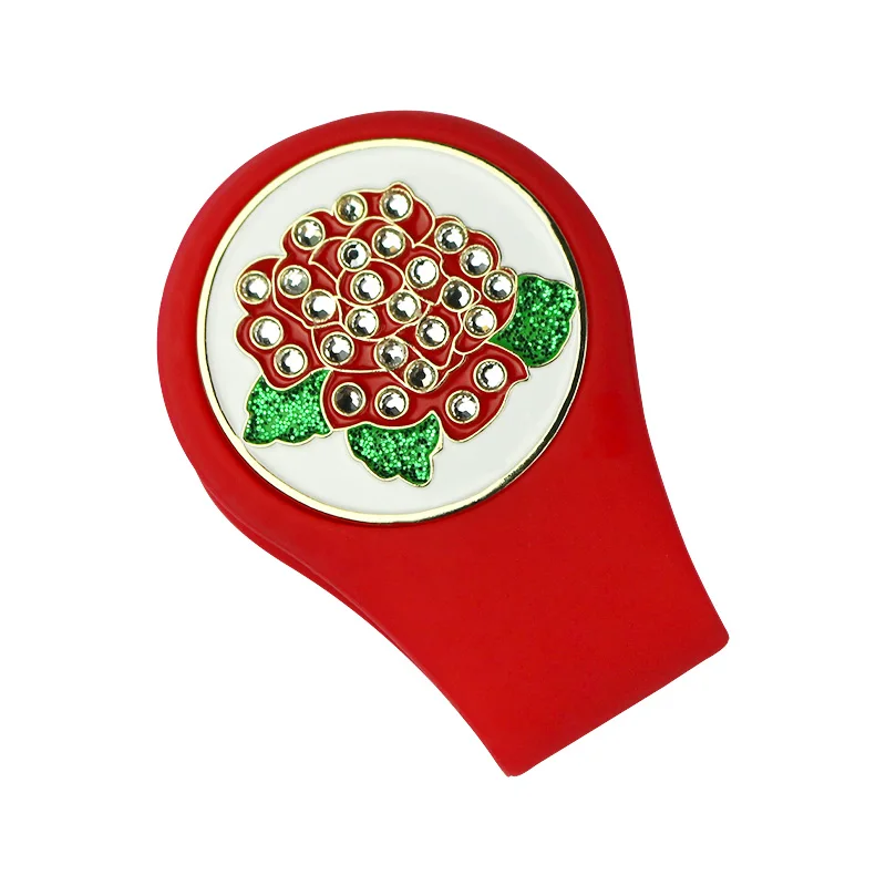 rose markers Crystal Golf Ball Marker Наборы клипов для шляп для гольфа 1 шт. Маркер для гольфа и 1 шт. Силиконовые клипсы для гольф-клюшек Лучшие подарки для женщин-гольфистов - Цвет: rose markers