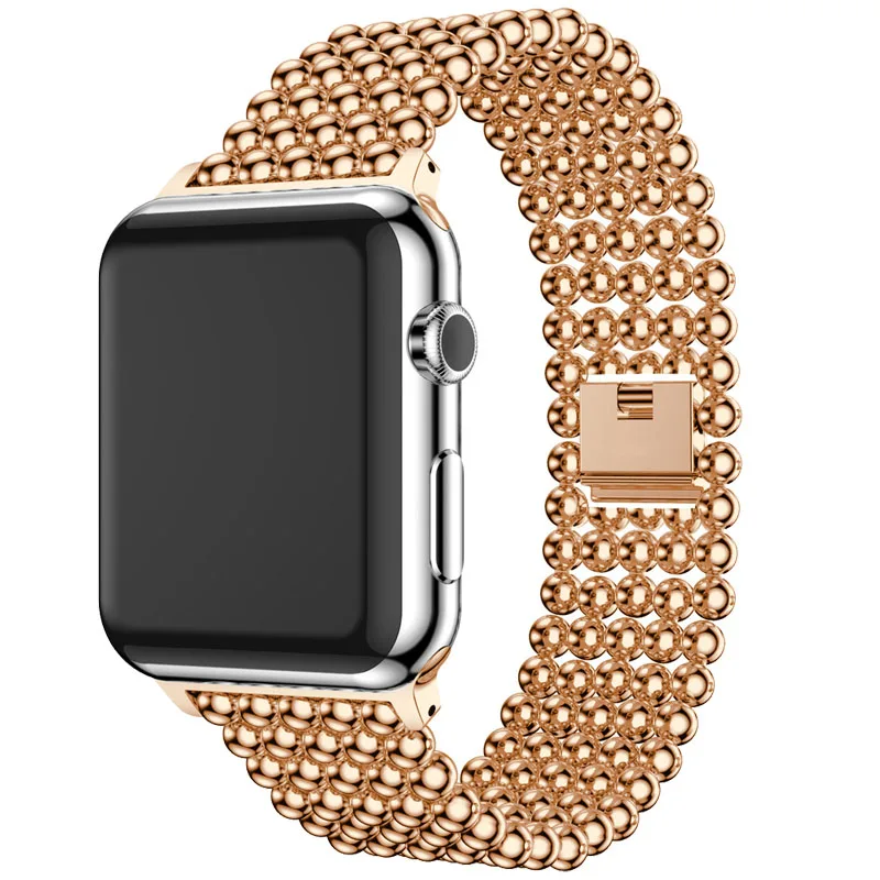 

Stainless Steel strap For Apple Watch Band 40mm 44mm 5 Beads Style Metal belt Bracelet iWatch 38mm/42mm series 3 4 5 se 6 band