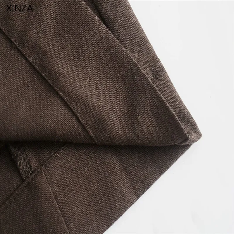 

2021 Za Women Vintage Buttoned Oversized Blazer Long Sleeve Flap Pockets Office Lady Traf Blazers Coat Back Vent Woman Outerwear