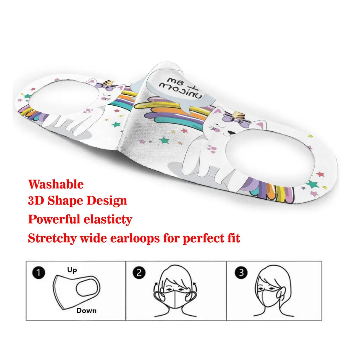 

Mouth Mask Unicorn Fairy Animal With Ice Dust Face Masks Cover Washable & Reusable for Adult Student Kids