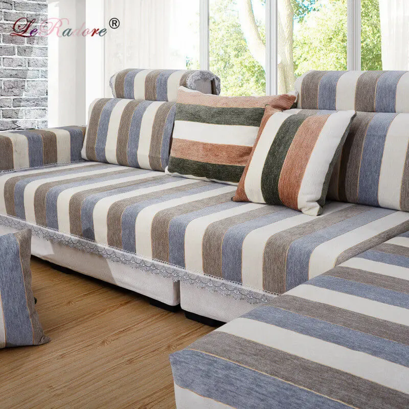 LeRadore полиэстер ткань Чехлы для диванов наволочки в полоску жаккардовые чехлы