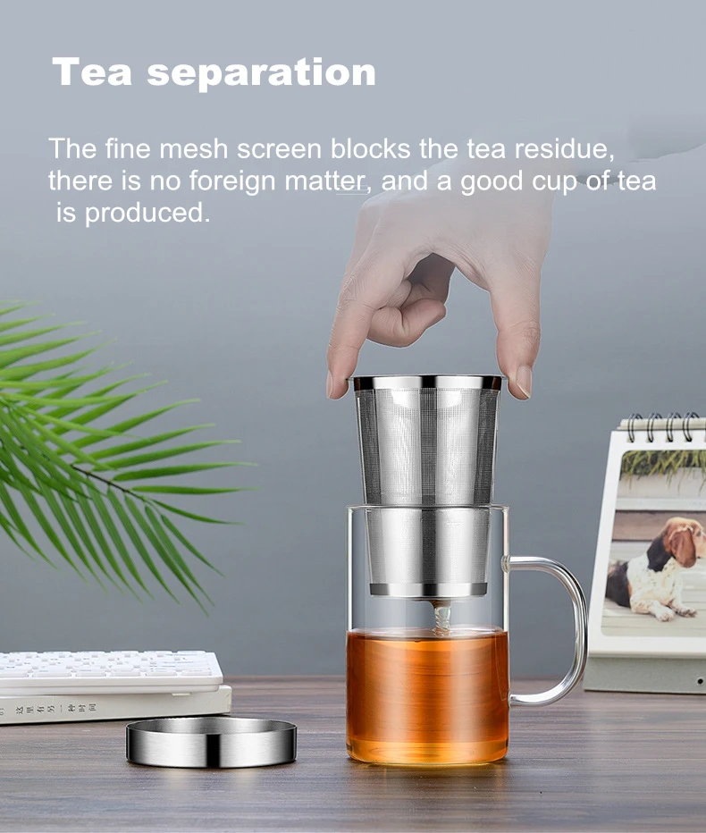 500ml Travel Heat-resistant Glass Tea Infuser Mug With Stainless Steel Lid Coffee Cup Tumbler Kitchen Heat-resistant Large