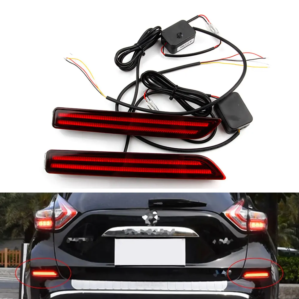 OKKEN-Reflector LED para parachoques trasero de coche, lámpara antiniebla para Nissan Murano 2015, 2016, 2017, 2018, 2019, 2 uds.