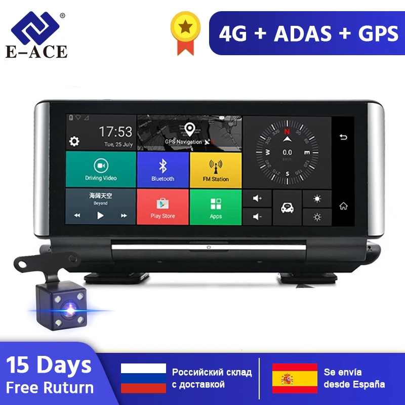 E ACE Автомобильный видеорегистратор gps Android 5 1 4G навигационный трекер 7