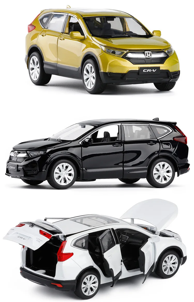 1:32 15 см Honda CRV литая под давлением масштабная модель автомобиля игрушки высокая имитация Вытяните назад металлические модели 6 дверей открываются со звуком светильник