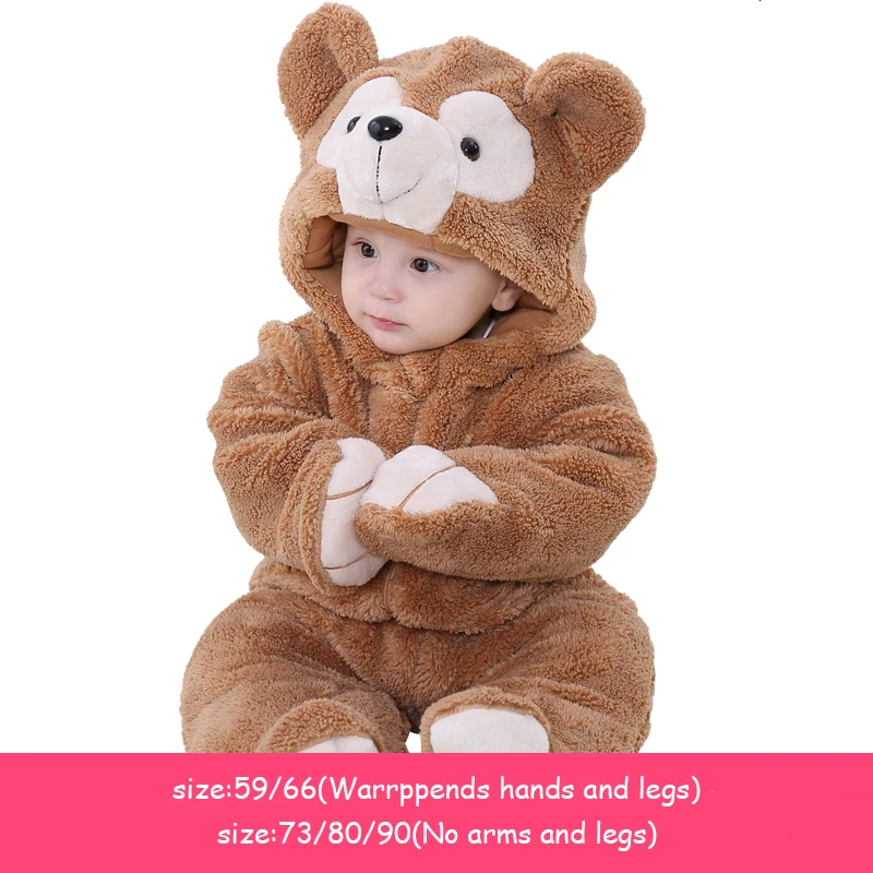 Bear Thickened H3459 Детская одежда для мальчиков и девочек верхняя одежда на осень и зиму цельнокроеное хлопковое пальто для новорожденных 0-3 лет - Цвет: Bear Thickened H3459