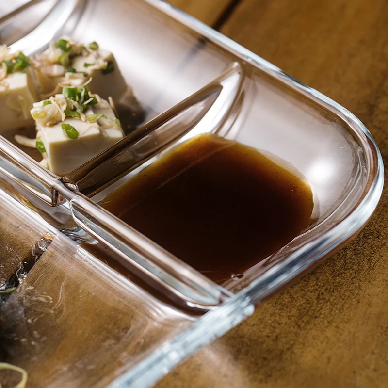 

Glass partition plate heat-resistant food grade tempered glass fruit plate microwave oven heating separation tray WF