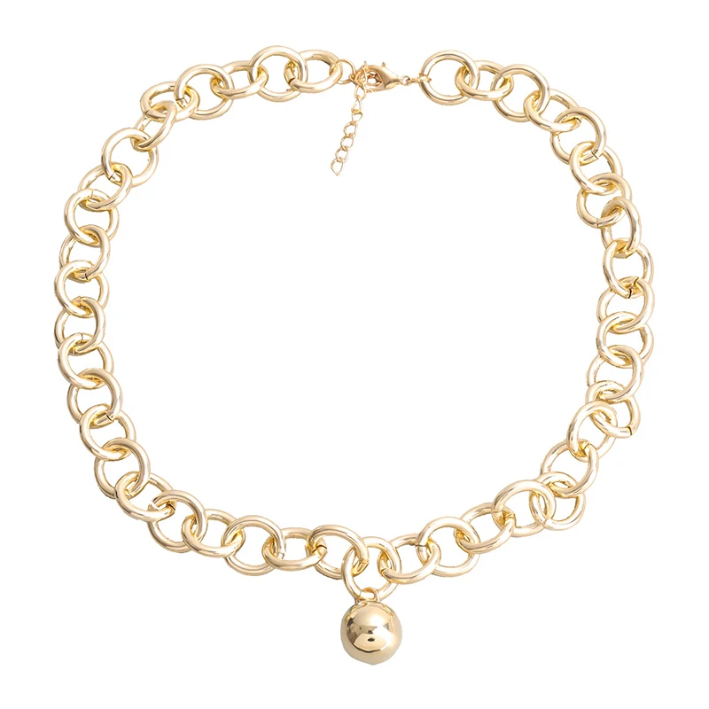 

[FVFV]Popular Luxury 2021 fashion alloy spherical pendant hip hop golden necklace female net red ins wind trend necklace female