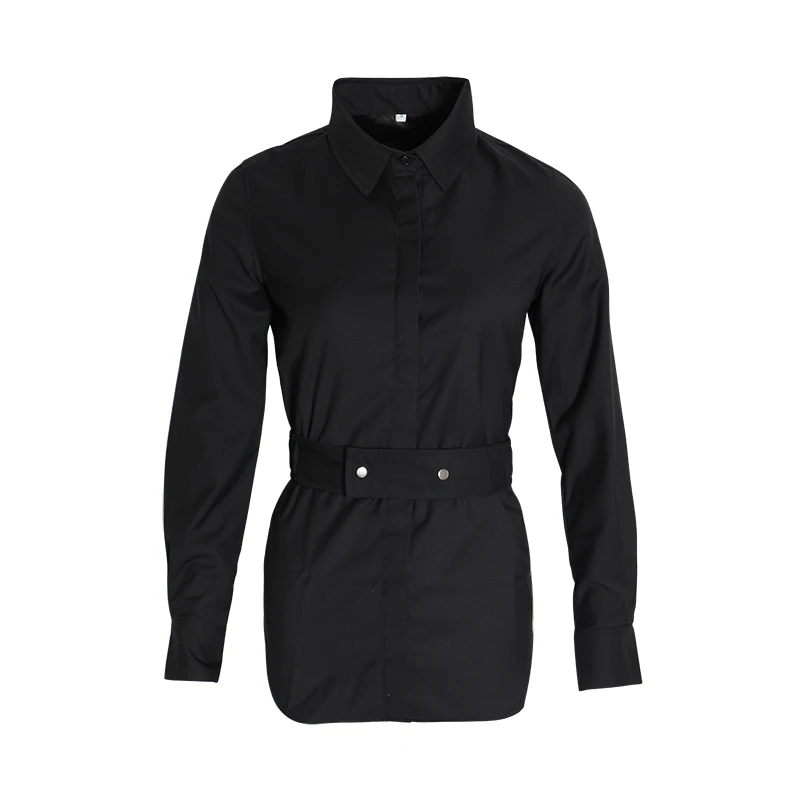 

GALCAUR Korean Tunic Long Sleeve Women's Blouses Lapel Sashes Loose Black Shirts Female Casual Autumn Fashion Clothes 2020 New