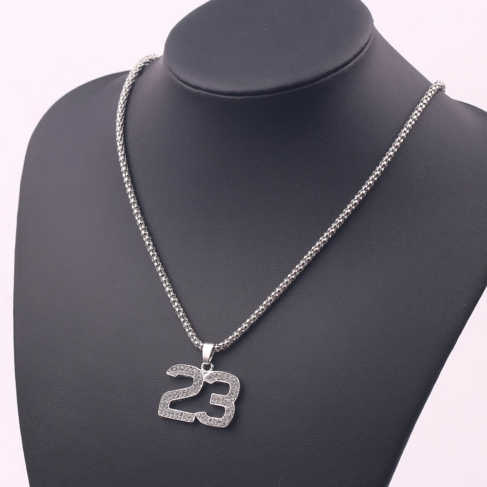 Hip Hop Basketball Legend Number 23 Pendant Necklaces Crystal Bling Gold Cuban Chain Necklace Jewelry For Man Boyfriend Gift | Украшения и