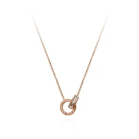 rose gold double ring necklace fashion korean clavicle chain ins cold wind niche fairy temperament pendant female