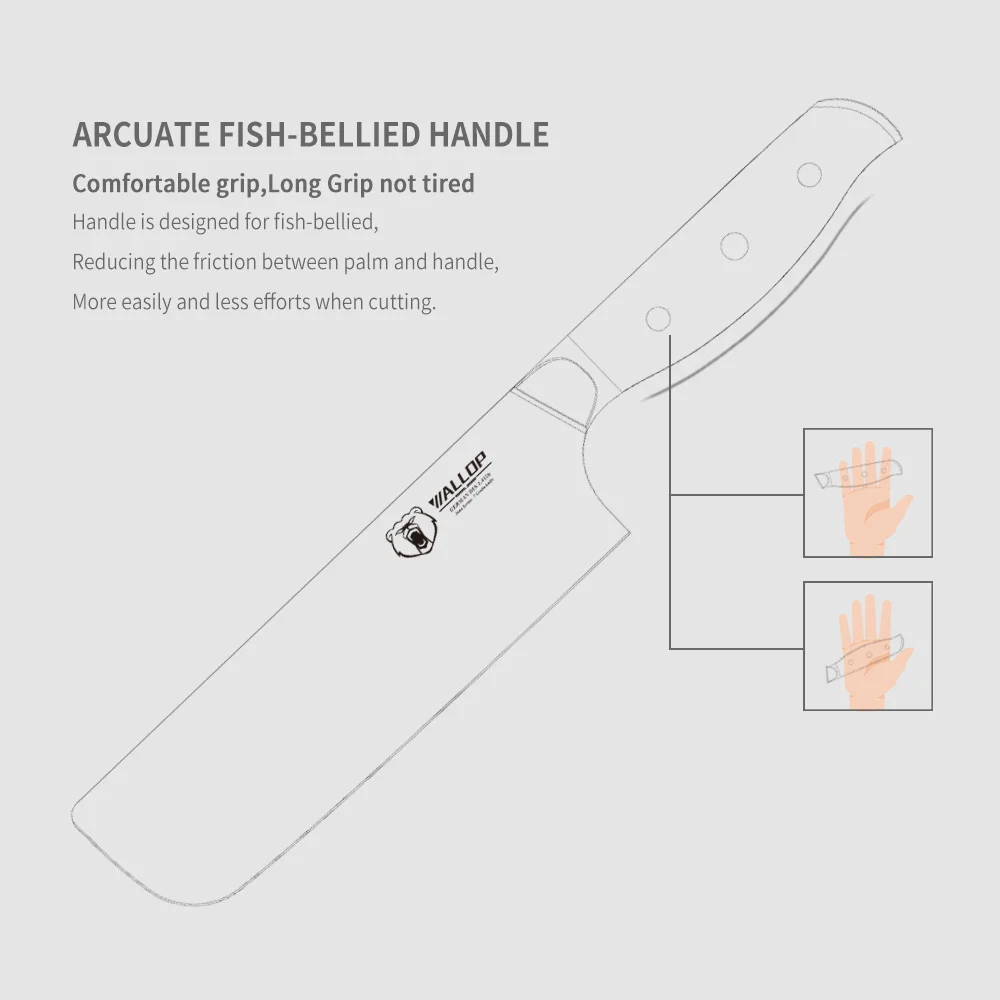 Wallop ножи накири-немецкий кухонный нож мясника из нержавеющей стали