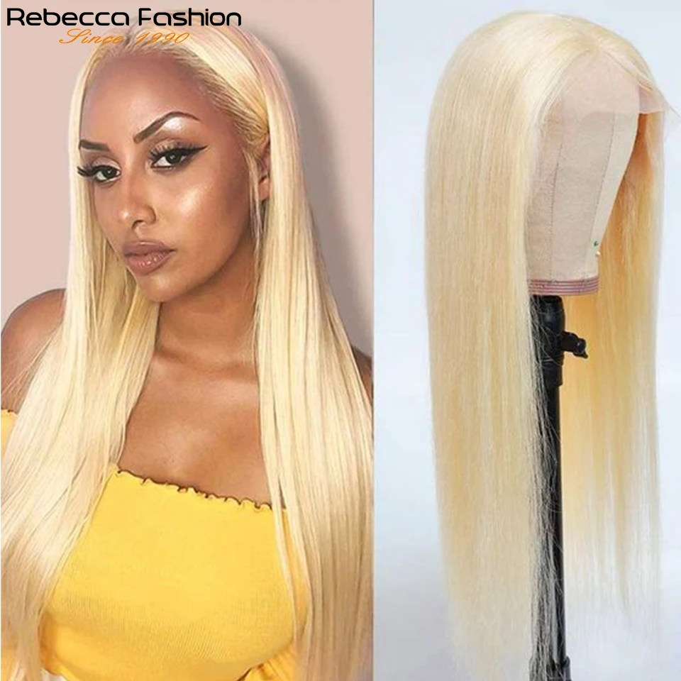 

Rebecca Straight 613 Lace Part Wig Brazilian Remy Ear To Ear 4x1 Part Lace Straight Honey Blonde Lace Human Hair Wigs For Women