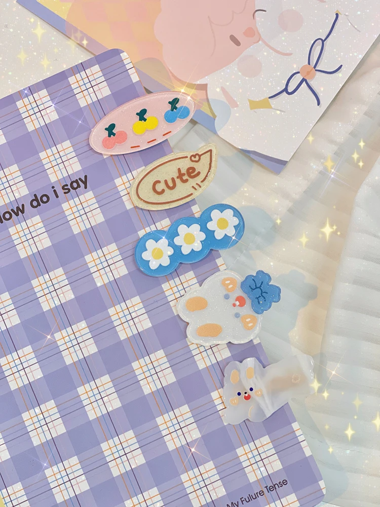 

3 шт./компл. Kawaii Медведь Зажим Для Бумаги Закладка Arylic кролик зажим диспенсер книга Аксессуары фотоподарки