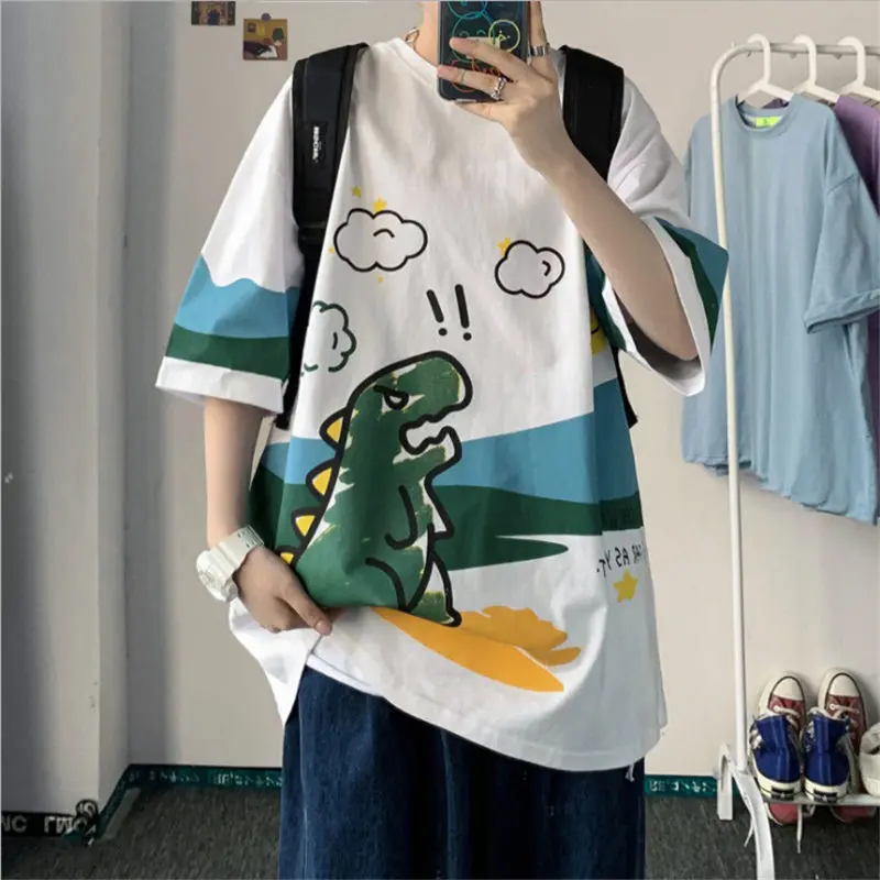

2021 Summer Neutral Cartoon Print Lady T-shirts Top Casual men's T-shirt Men's/Womens Ovrersiezed T-Shirt Cartoon Print Tee