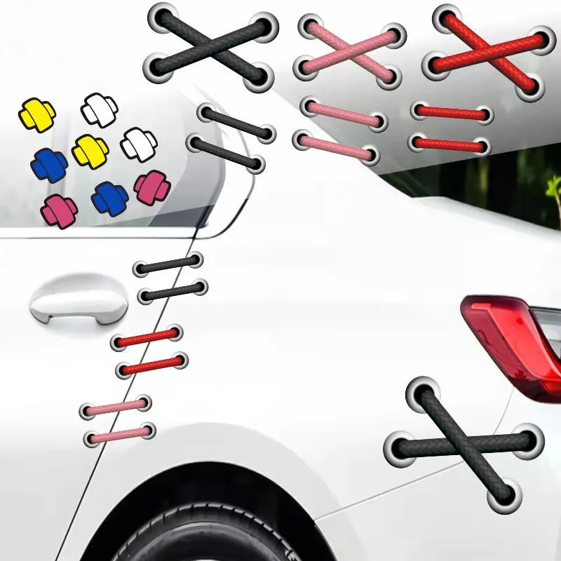 

For Shoelace car stickers fun personality car body cover scratch stickers carsticker patch strap bumper decoration stickers 5PCS