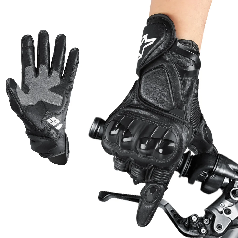 

Новые мотоциклетные перчатки, кожаные мотоциклетные перчатки премиум-класса с сенсорным экраном, с твердыми костяшками для езды на велосип...