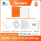 Беспроводной датчик SONOFF SNZB-02 ZigBee для двериокна, уведомление в режиме реального времени, работает с Alexa Google Home SONOFF ZBBridge