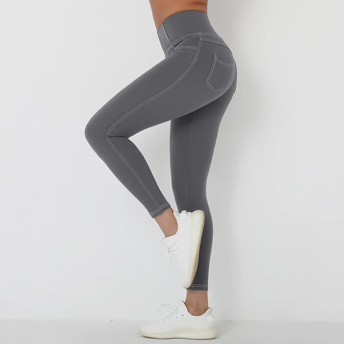 

Women Leggings Pocket Seamless High Waist Fitness Leggings Push Up Gym Pants Workout Elasticity Female Imitate Cowboy