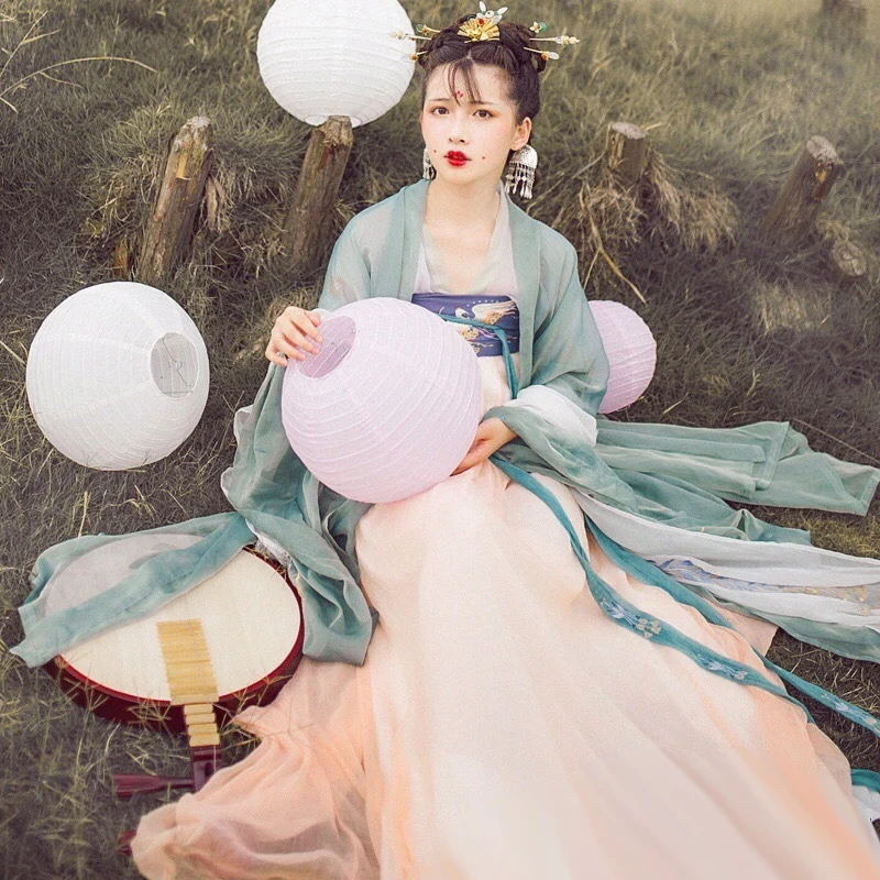 Hanfu женское китайское платье, китайский древний костюм сказочной принцессы, традиционное женское платье hanfu и костюм для девочек tang