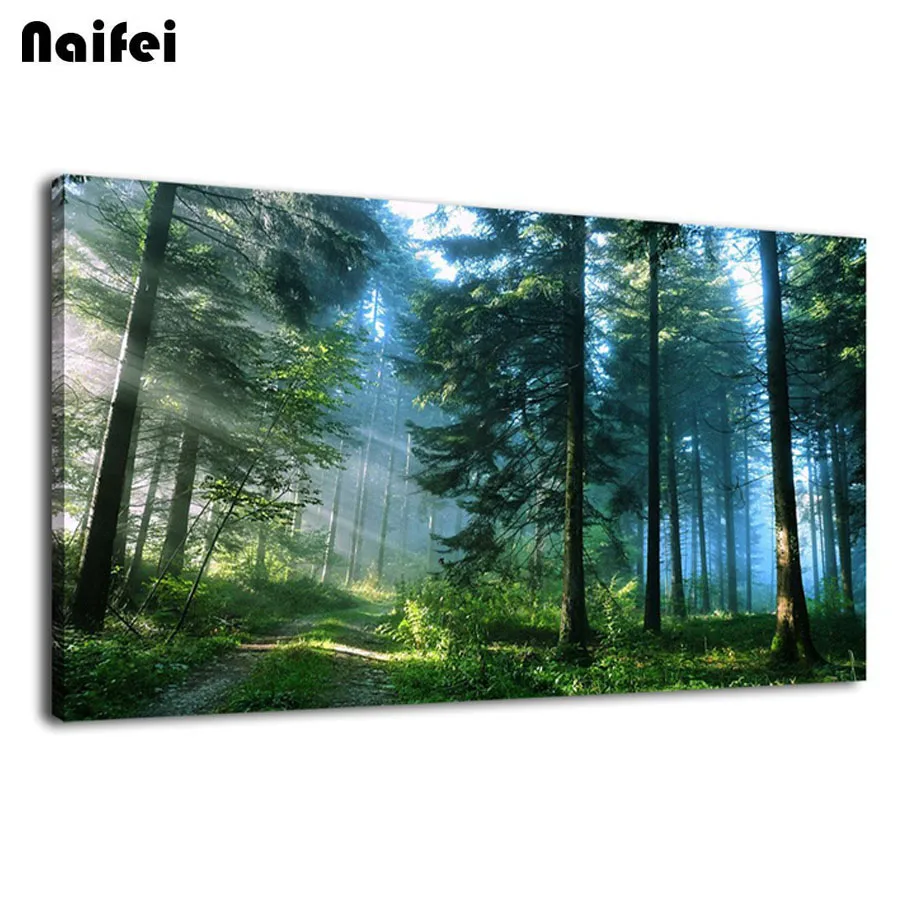 

5D алмазная живопись зеленые деревья дороги Восход Лес пейзаж DIY полный квадратный круглый Алмазная вышивка крестиком домашний декор