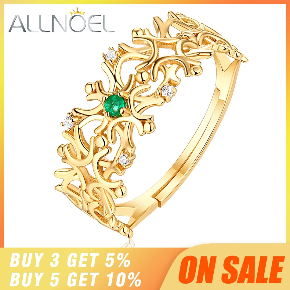 ALLNOEL, настоящее 925 пробы, серебряные кольца для женщин, 1,5 мм, натуральный изумруд, драгоценный камень, кольцо-Снежинка, свадебные украшения для женщин, подарки